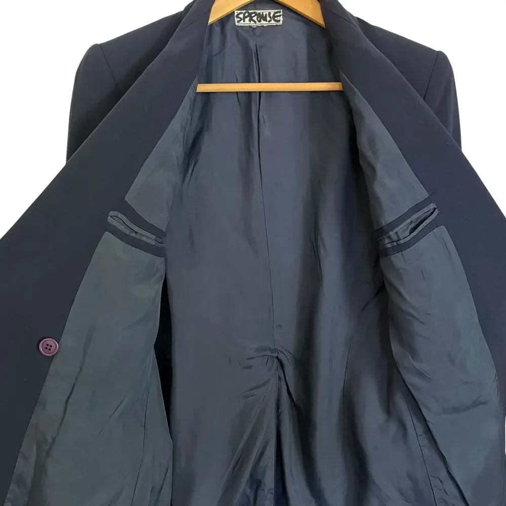 RARE Stephen Sprouse Archival Navy Blue Double-Breasted Vintage Blazer Jacket